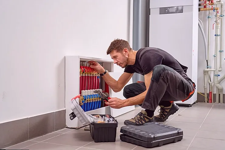Equipo de calefacción trabajando en Ciutadella